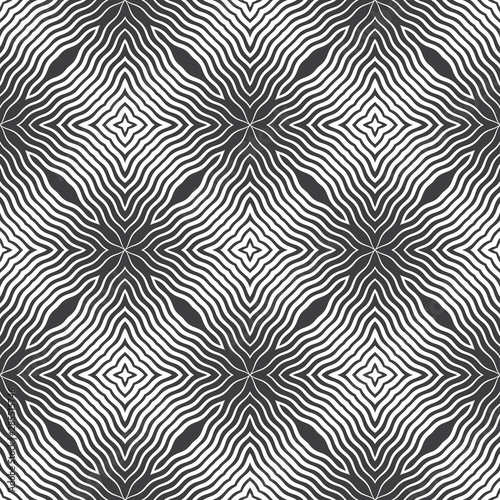 Abstract wavy lines seamless pattern. Periodic oscillation of geometric shapes.