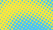 Blue and yellow retro pop art background with halftone dots design