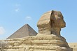 The Great Sphinx of Giza and the Pyramid of Khufu, Cairo, Egypt.