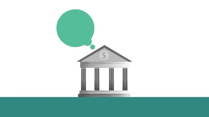 Sticker - finances and economy online with bank building