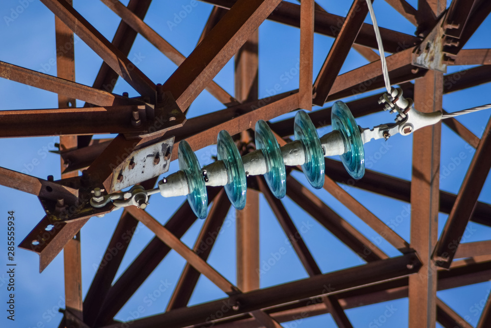 Glass prefabricated high voltage insulators on poles high-voltage power ...