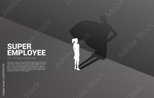 Fotomural Silhouette of businesswoman and his shadow of superhero
