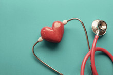 Red Heart With Stethoscope, Heart Health,  Health Insurance Concept, World Heart Day, World Health Day