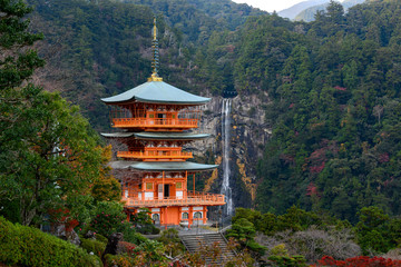 Wall Mural - nachi, japan at seigantoji pagoda and nachi waterfalls.
