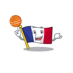 Sticker - With basketball flag france fluttered on character pole