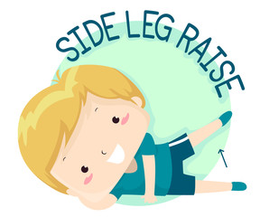 Sticker - Kid Boy Exercise Side Leg Raise Illustration