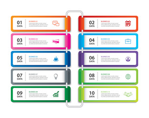 Canvas Print - infographics tab paper index with 10 data template. vector illustration abstract background. can be 