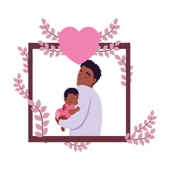 Sticker - dad carrying his baby in his arms