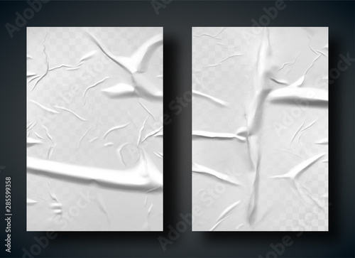 White bad glued paper realistic vector illustration Poster Mural XXL