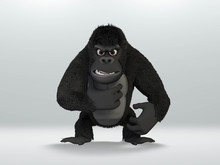 Gorilla Thinking Wild Animal . 3D Illustration