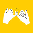 promise hands gesturing on yellow background