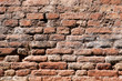 Old red brick wall texture, close up