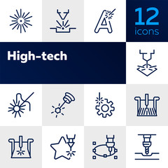 Poster - high precision technology. set of line icons on white background. modern lifestyle concept. vector i