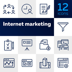 Canvas Print - Internet marketing icons. Set of line icons. Work cycle, signing contract, sales funnel. Business development concept. Vector illustration can be used for topics like business, marketing, trade