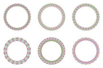 Poster - Geometrical mosaic frame set - round abstract circular vector design elements on background