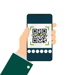 Poster - qr code scanner application in flat style