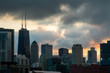 Moody sunrise in the city of Chicago. Cityscape.