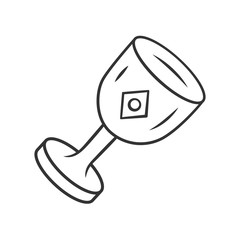 Sticker - Chalice cup linear icon. Thin line illustration. Medieval, ancient goblet. Holy Grail. Magical, occult ritual gothic chalice. Ceremonial wine antique goblet. Isolated outline drawing. Editable stroke