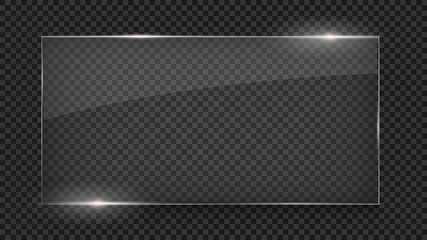 Wall Mural - Glass plate, glass banner, glass frame isolated on transparent background