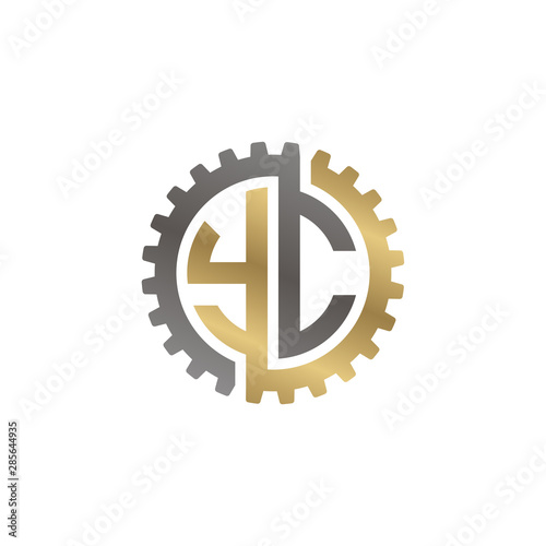 Initial Letter Y And C Yc Interlock Cogwheel Gear Logo Black Gold On White Background Stock Vector Adobe Stock