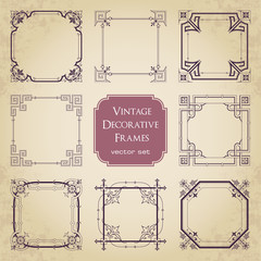 Wall Mural - Vector collection of decorative frames in vintage style