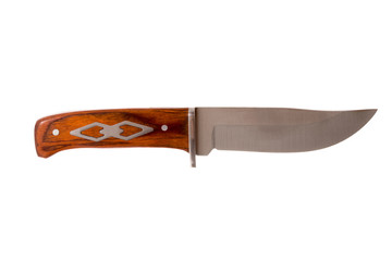 Poster - knife with wooden handle isolated on white background