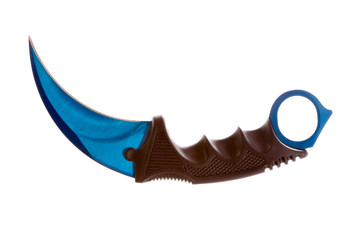 Poster - karambit knife with black handle isolated on white background