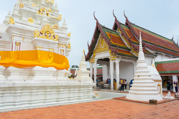 Wall Mural - White chedi of Wat Phra Borommathat Chaiya in Chaiya, Surat Thani, Thailand. 