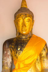 Wall Mural - golden buddha at Wat Phra Borommathat Chaiya in Chaiya, Surat Thani, Thailand.