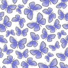 Purple Butterflies On White Background