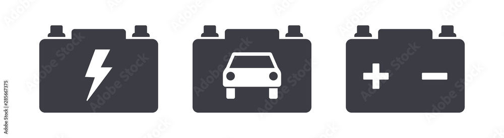 Car power battery symbol icons - obrazy, fototapety, plakaty 