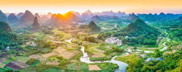 Wall Mural - landscape of guilin. located near yangshuo, guilin, guangxi, china.