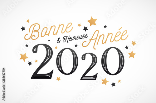 Fotomural Bonne et Heureuse Année 2020, carte de voeux