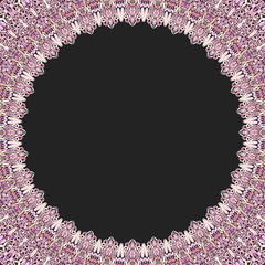 Poster - circular floral frame ornament - vector background design with blank black space in the middle