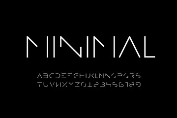 Poster - minimal style font, minimalistic alphabet letters and numbers