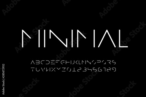 Fotografía Minimal style font, minimalistic alphabet letters and numbers