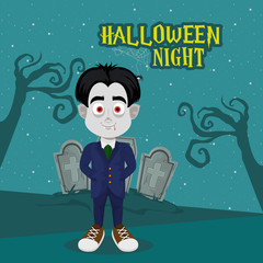 Canvas Print - happy halloween scary night cartoon