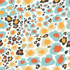 Vector Seamless pattern of abstract  leopard skin in pastel colour Autumn, Wild Animals pattern for textile or wall paper, Fall season background.