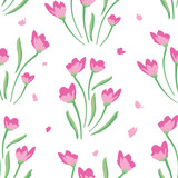 Fototapeta Tulipany - Soft Flower Pattern. Endless Background. Seamless