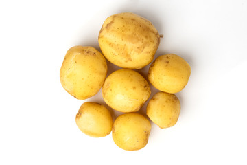 Wall Mural - Boiled potato isolated on white background.