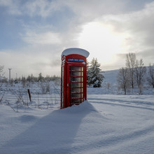 Red Telephone Box In Snow