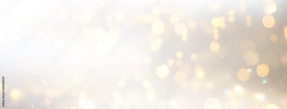 background of abstract glitter lights. silver and gold. de-focused. banner - obrazy, fototapety, plakaty 
