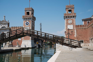 Wall Mural - Venice, Italy - July 02, 2019 :  View of Arsenale di venezia (Porta Di Terra)