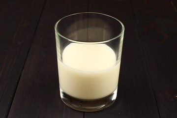 Poster - glass of milk on a dark background