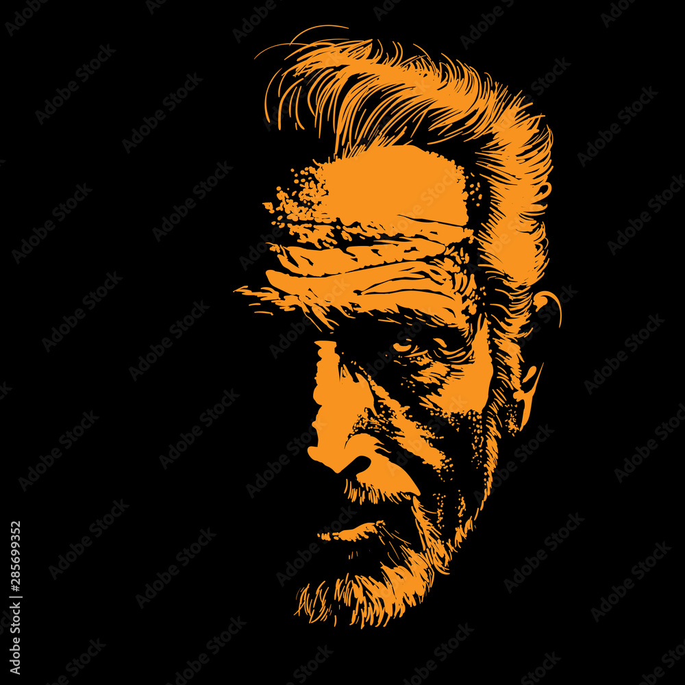Old Man portrait silhouette in backlight. Vector. Stock Vector | Adobe ...