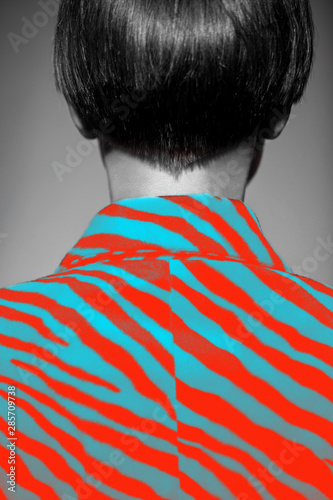 Beautiful Woman With Short Haircut Back View Buy This Stock