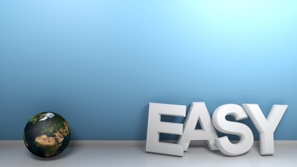 Poster - EASY leaning at blue wall - 3D rendering illustration