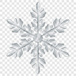 Big complex translucent Christmas snowflake in gray colors for use on light background. Transparency only in vector format