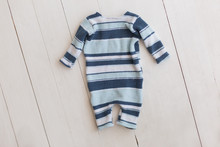 A Suit For A Newborn. Blue Bodysuit For Baby. 