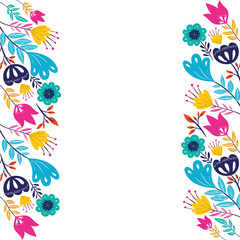 pattern colorful flowers isolated icon